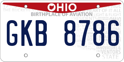 OH license plate GKB8786