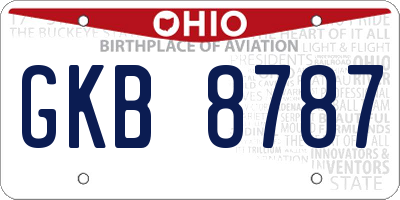 OH license plate GKB8787