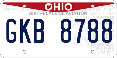 OH license plate GKB8788
