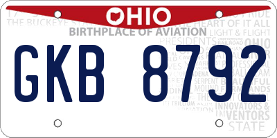 OH license plate GKB8792