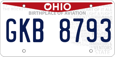OH license plate GKB8793