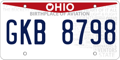 OH license plate GKB8798