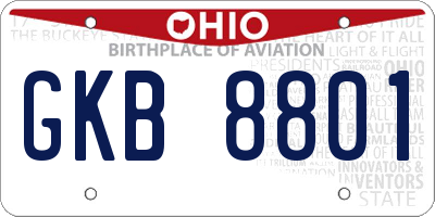 OH license plate GKB8801