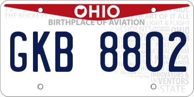 OH license plate GKB8802
