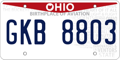OH license plate GKB8803
