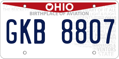 OH license plate GKB8807
