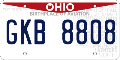 OH license plate GKB8808