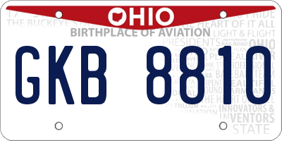 OH license plate GKB8810