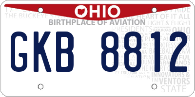 OH license plate GKB8812