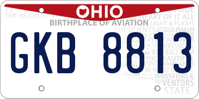 OH license plate GKB8813