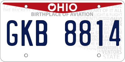 OH license plate GKB8814