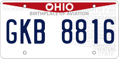 OH license plate GKB8816