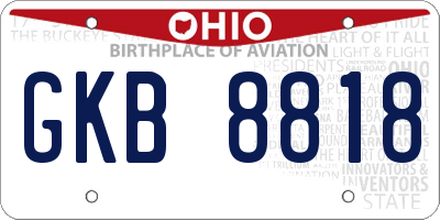 OH license plate GKB8818