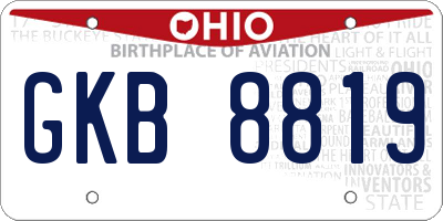 OH license plate GKB8819