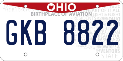 OH license plate GKB8822