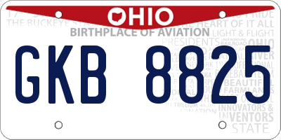 OH license plate GKB8825