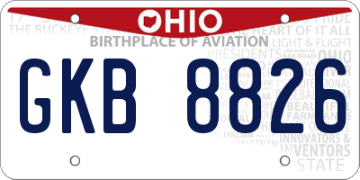 OH license plate GKB8826
