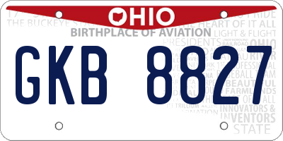 OH license plate GKB8827