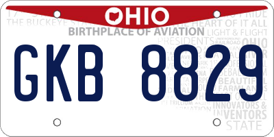 OH license plate GKB8829
