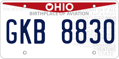 OH license plate GKB8830