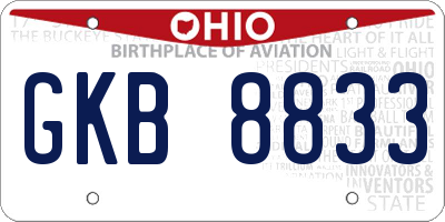 OH license plate GKB8833