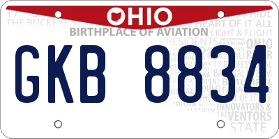 OH license plate GKB8834
