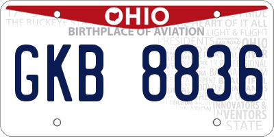 OH license plate GKB8836
