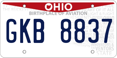 OH license plate GKB8837
