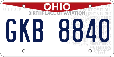 OH license plate GKB8840