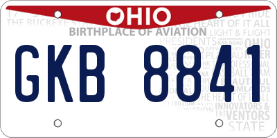 OH license plate GKB8841