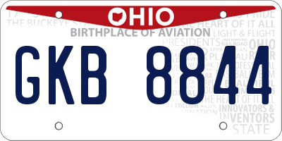 OH license plate GKB8844