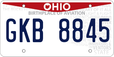 OH license plate GKB8845