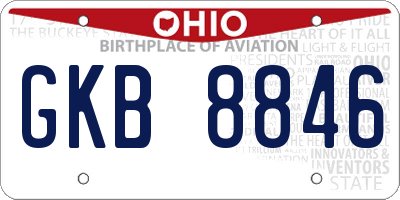 OH license plate GKB8846