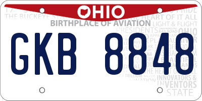 OH license plate GKB8848