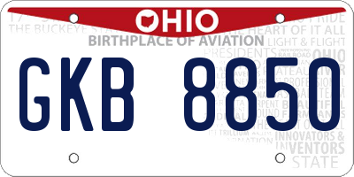 OH license plate GKB8850