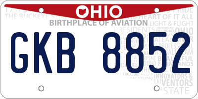 OH license plate GKB8852