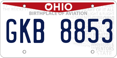 OH license plate GKB8853