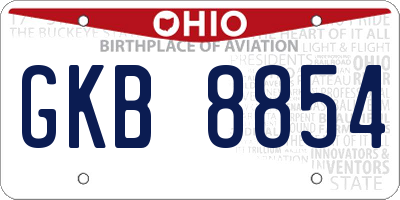 OH license plate GKB8854