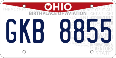 OH license plate GKB8855