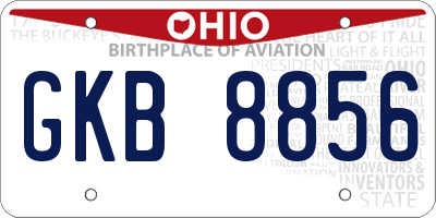 OH license plate GKB8856