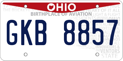 OH license plate GKB8857