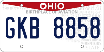 OH license plate GKB8858