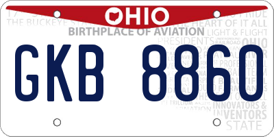 OH license plate GKB8860