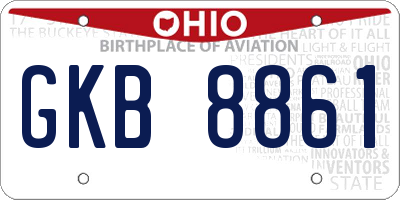 OH license plate GKB8861