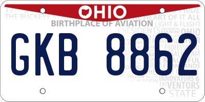 OH license plate GKB8862