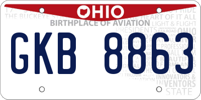 OH license plate GKB8863