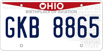 OH license plate GKB8865