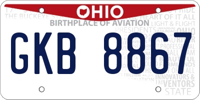 OH license plate GKB8867