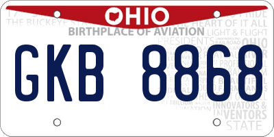 OH license plate GKB8868