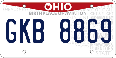 OH license plate GKB8869